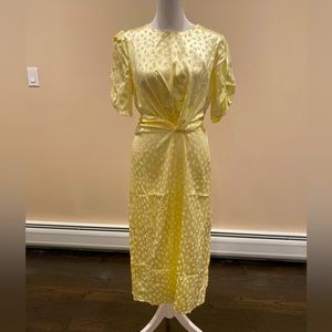 Labelrail by ASOS midi yellow polka dot dress with mid-cinch/tie detail